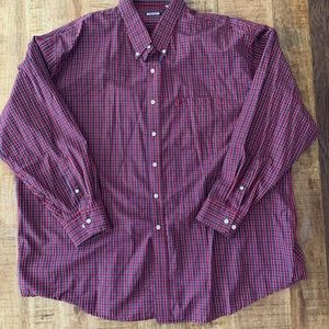 ✂️(3 for $25) Izod Plaid Red/Navy Button down Shirt XXXL Men’s Casual